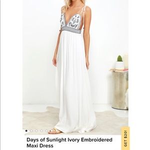 Lulu’s Days of Sunlight Ivory Embroided Maxi Dress